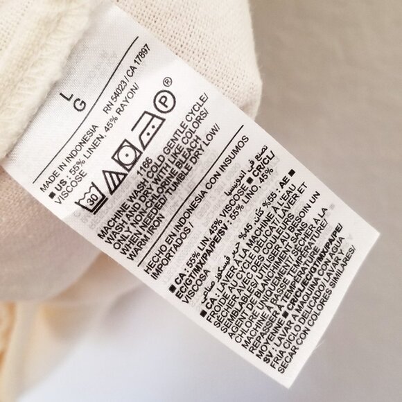 OLD NAVY Linen-Blend Shirt Dress Size L Creme De La Crème Beach Summer Everyday - Picture 9 of 16